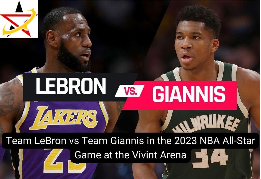 Team LeBron vs Team Giannis in the 2023 NBA All-Star Game at the Vivint Arena